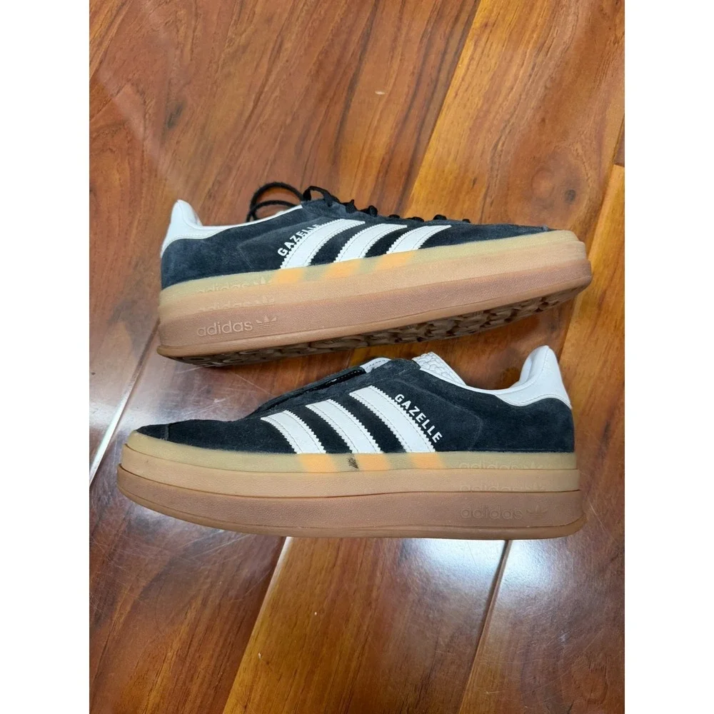 Adidas Originals Gazelle Womens Size 8 Bold Shoes Sneakers Black/White